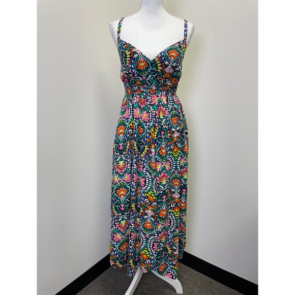 Old Navy Dresses & Skirts - Old Navy Womens Small Floral Paisley Maxi Dress V-Neck Smocked Waist Cutout Back